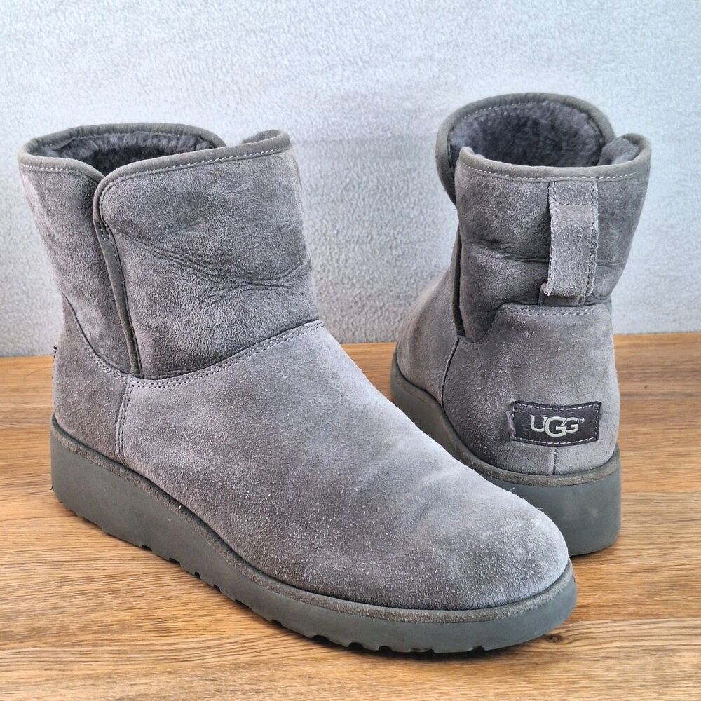 UGG Kristin Women's 10 EU 41 Wedge Ankle Boots Gray Suede Shearling Pull-On